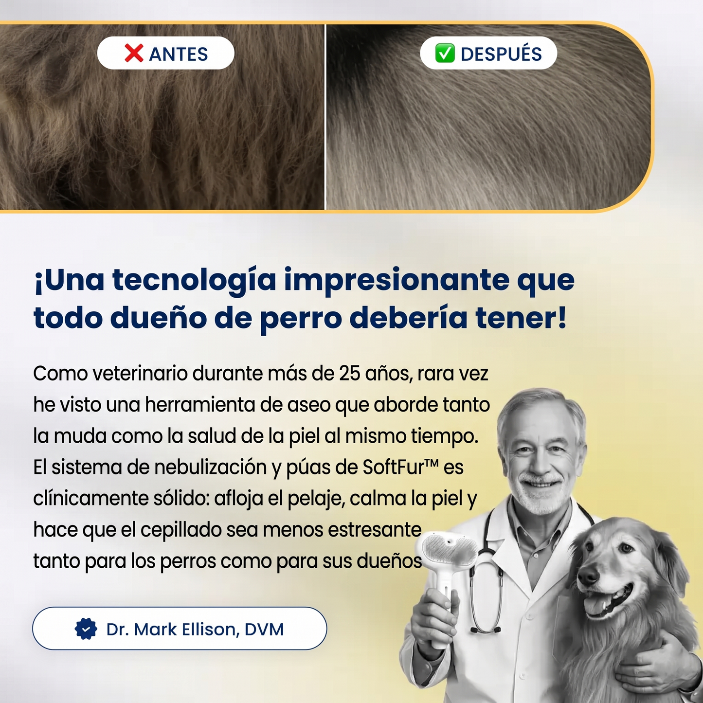 SoftFur™ Cepillo Spa Premium [Menos Pelo en Casa]